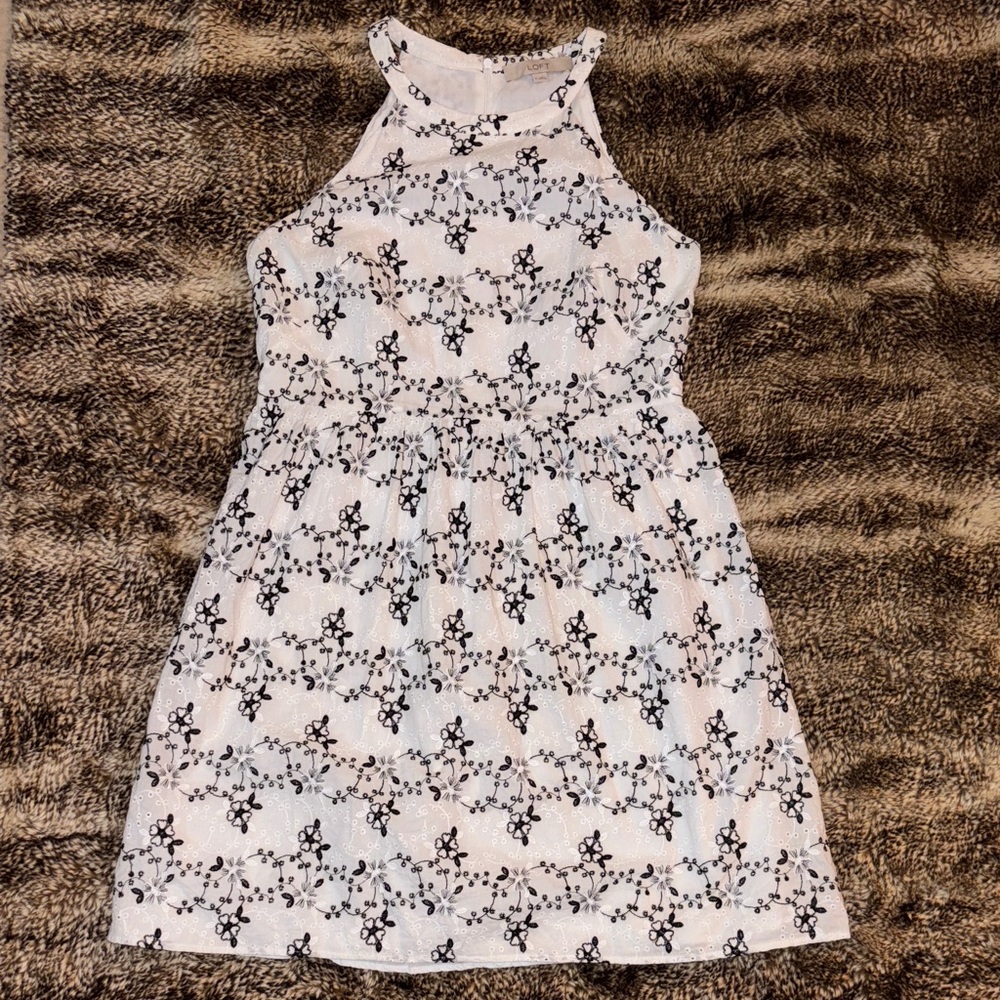 LOFT Kids Floral Lace Dress - White and Black
